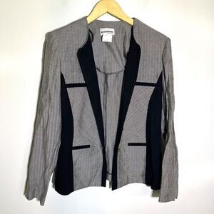 Vintage Perceptions by Irene B Women's 10‎ Rayon Gray Black Chevron Blazer